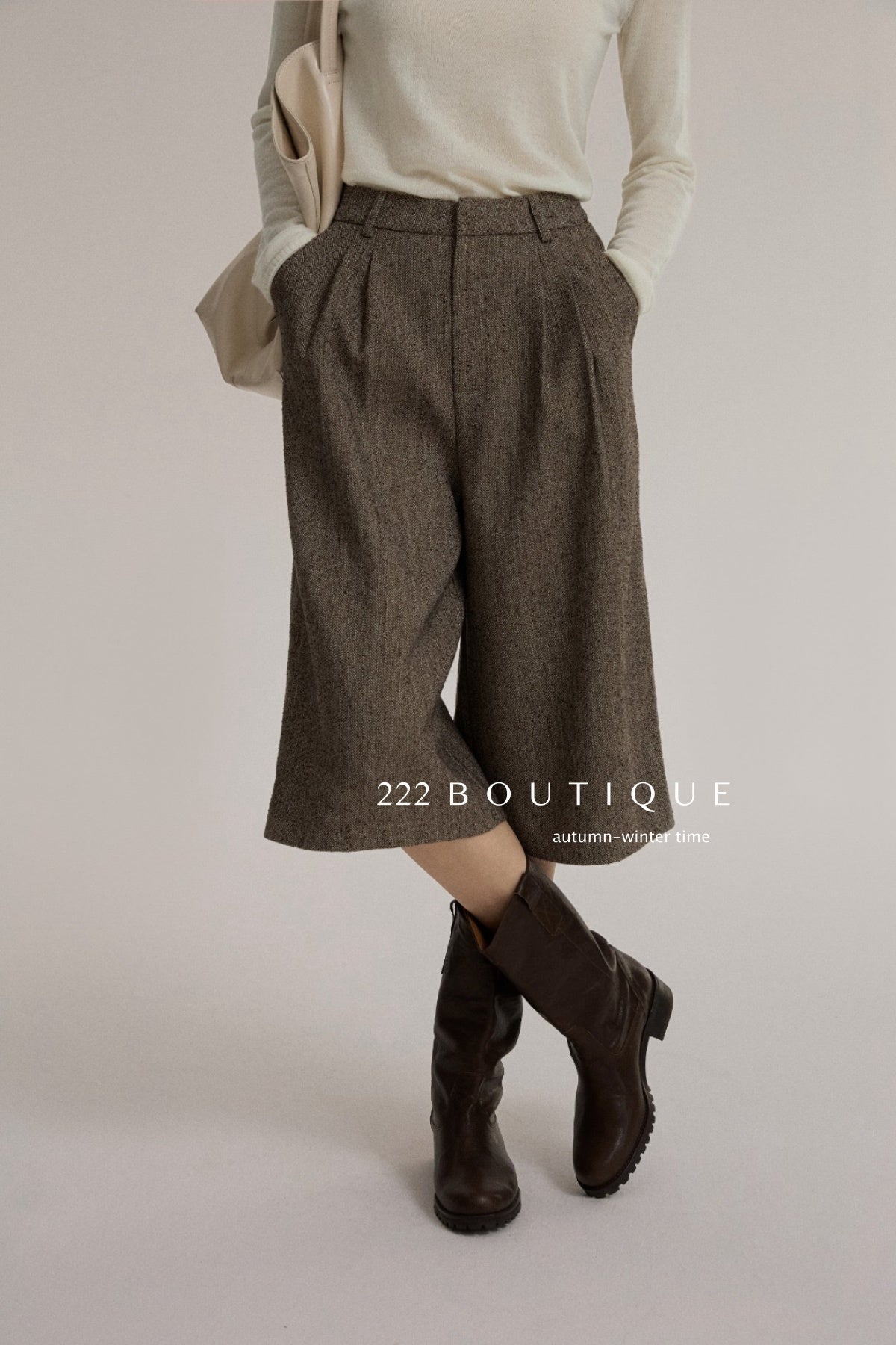 18q14 Basic high-waist wool culottes