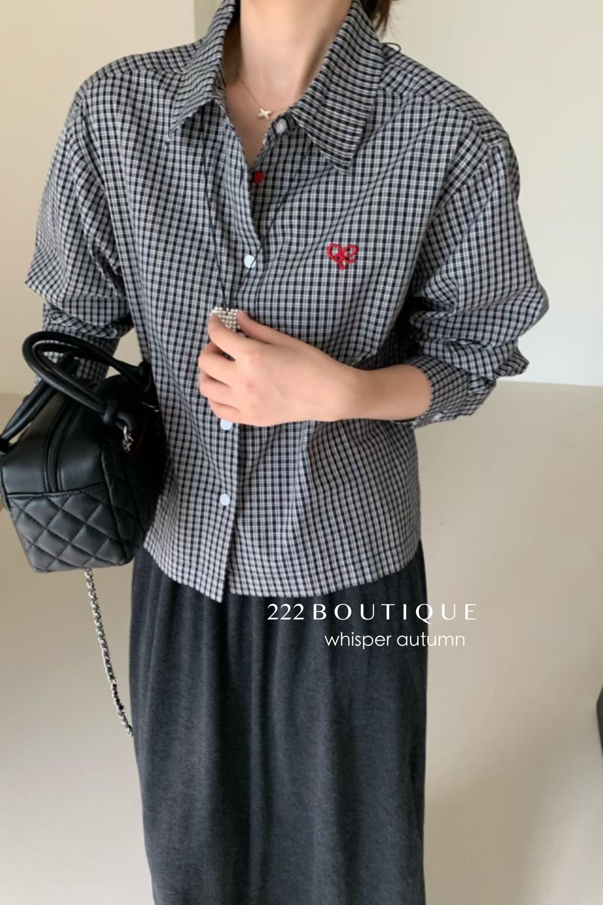 17a60 Basic check shirt with logo