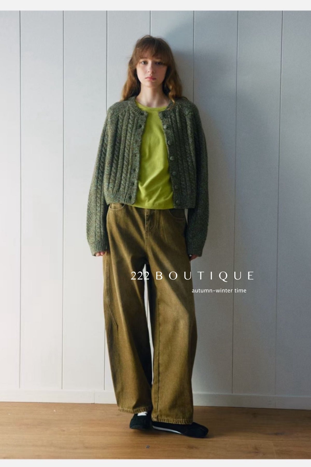 18a45 Beige cable-knit cashmere cardigan