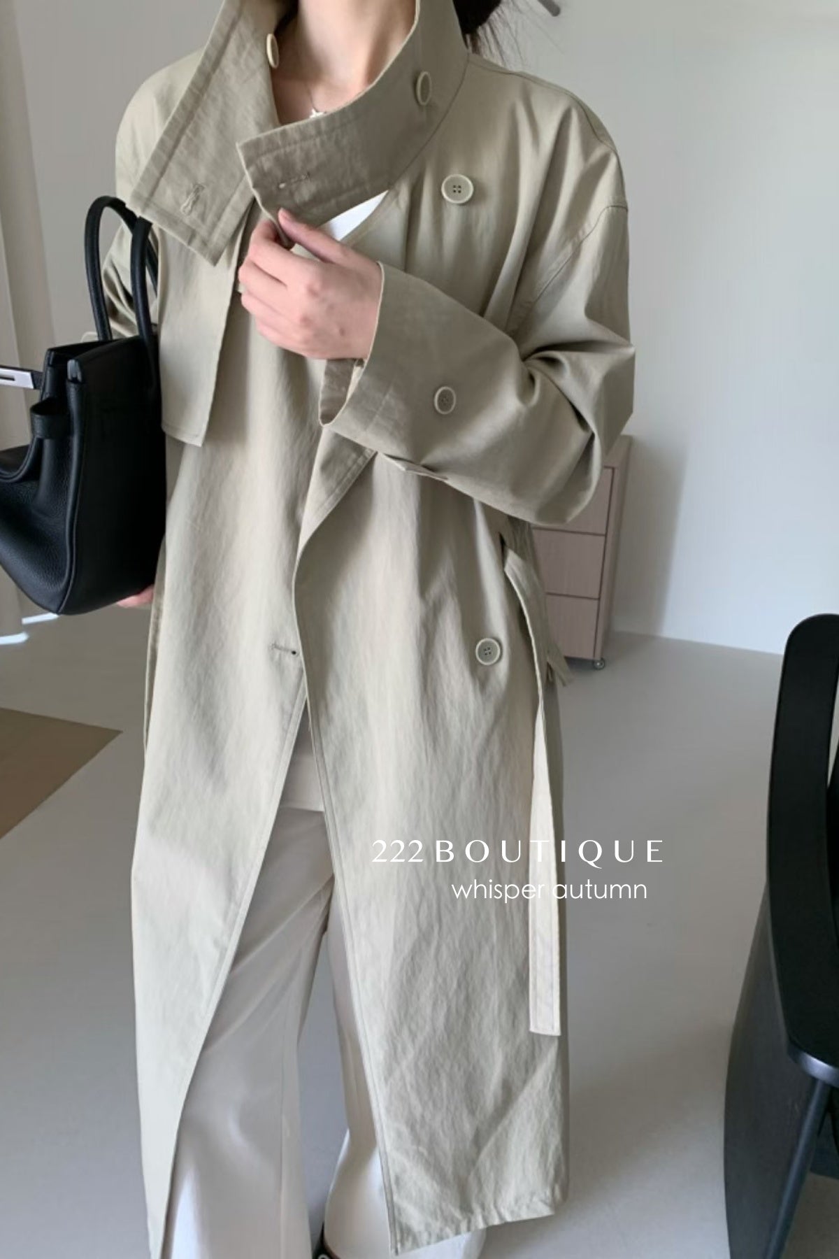 17a64 Basic trench coat with waist belt