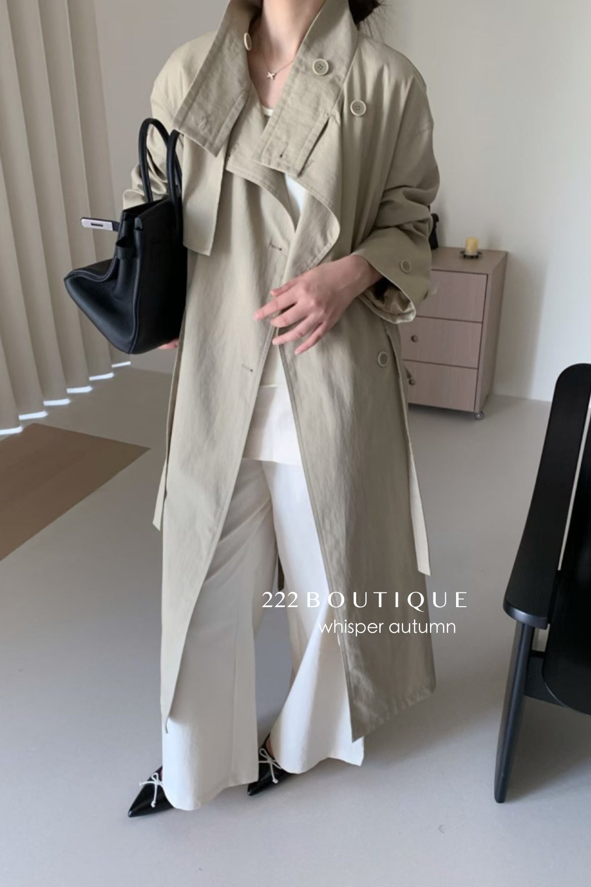 17a64 Basic trench coat with waist belt