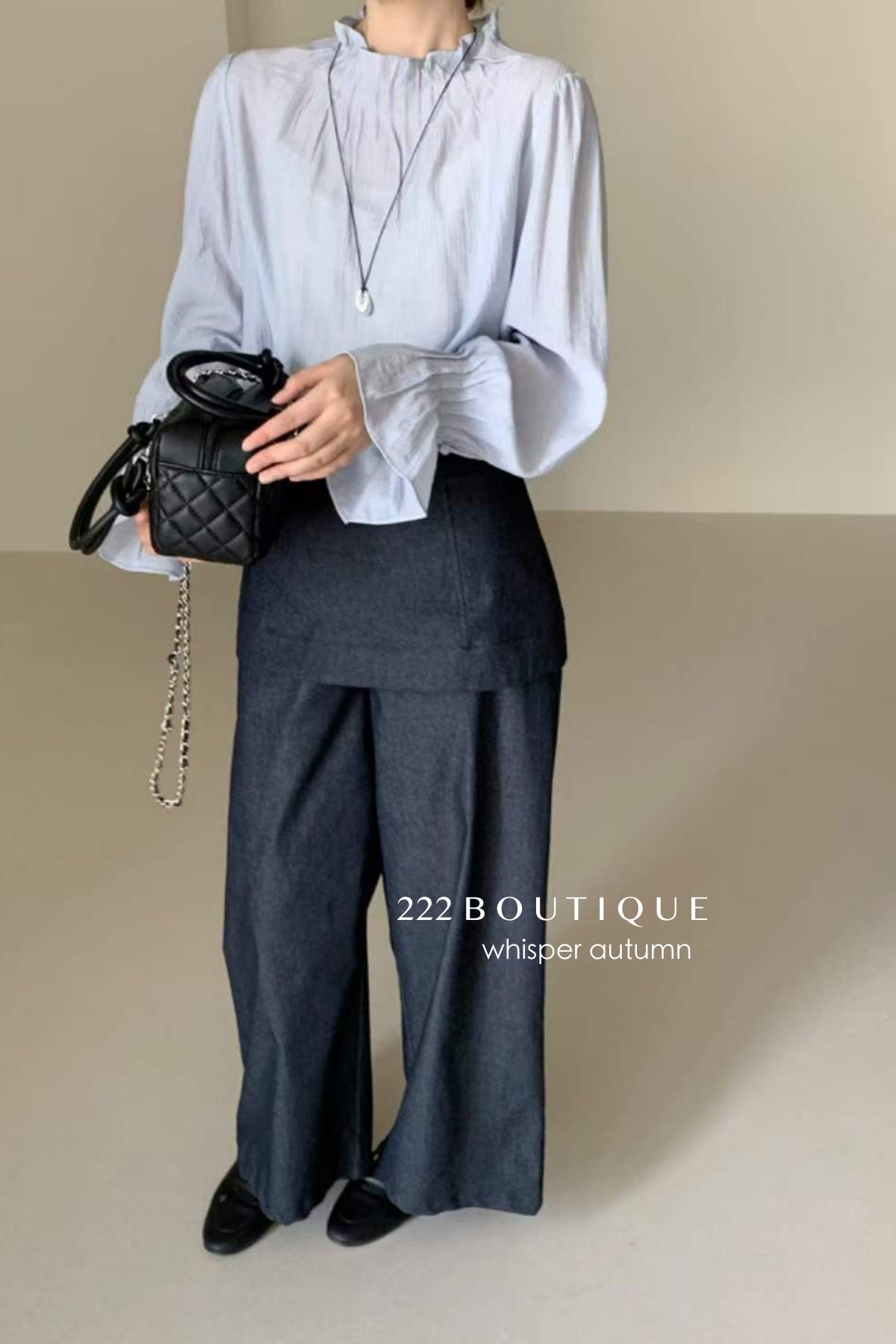 17q40 Layered denim pants with skirt overlay