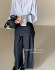 17q40 Layered denim pants with skirt overlay