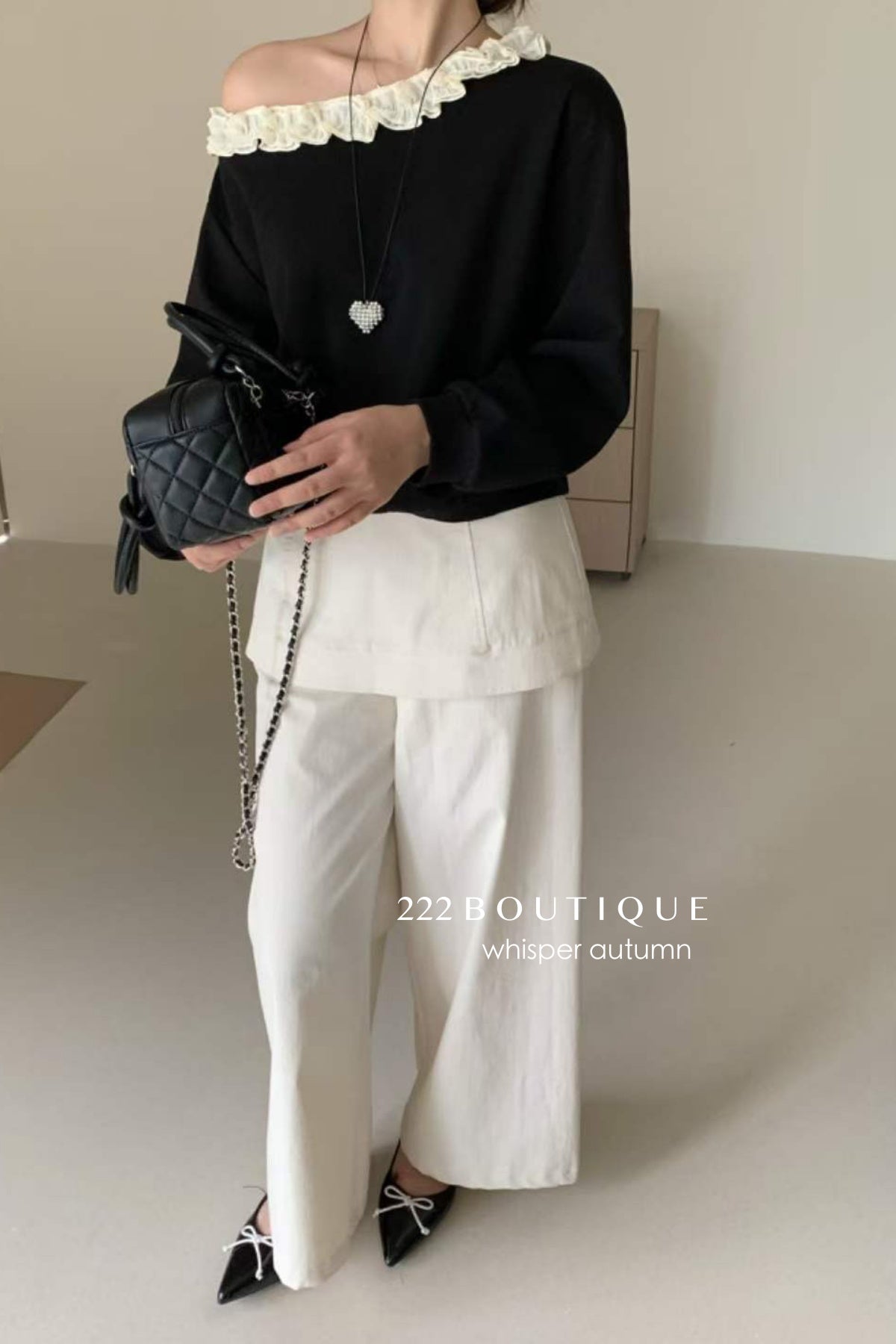 17q40 Layered denim pants with skirt overlay