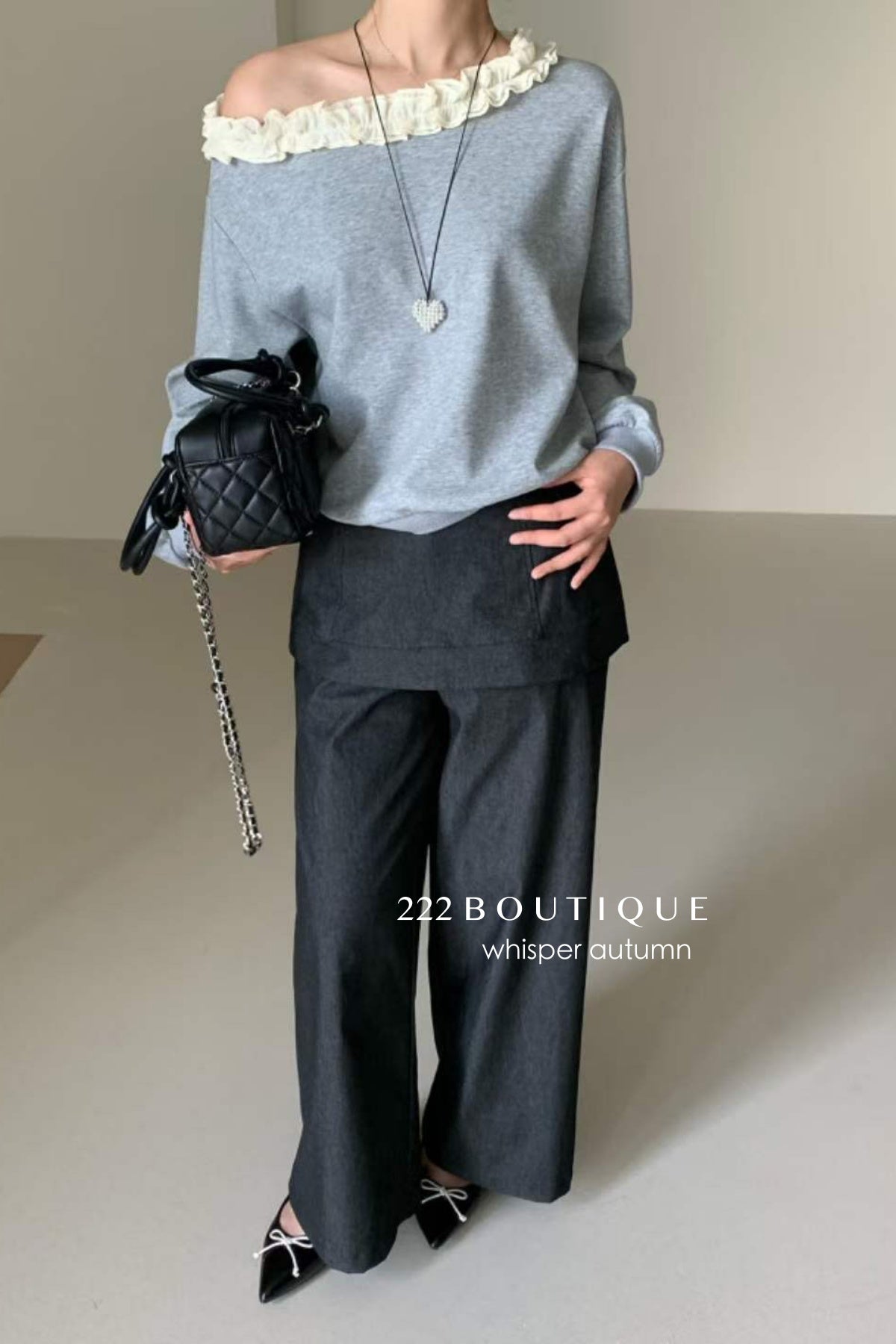 17q40 Layered denim pants with skirt overlay