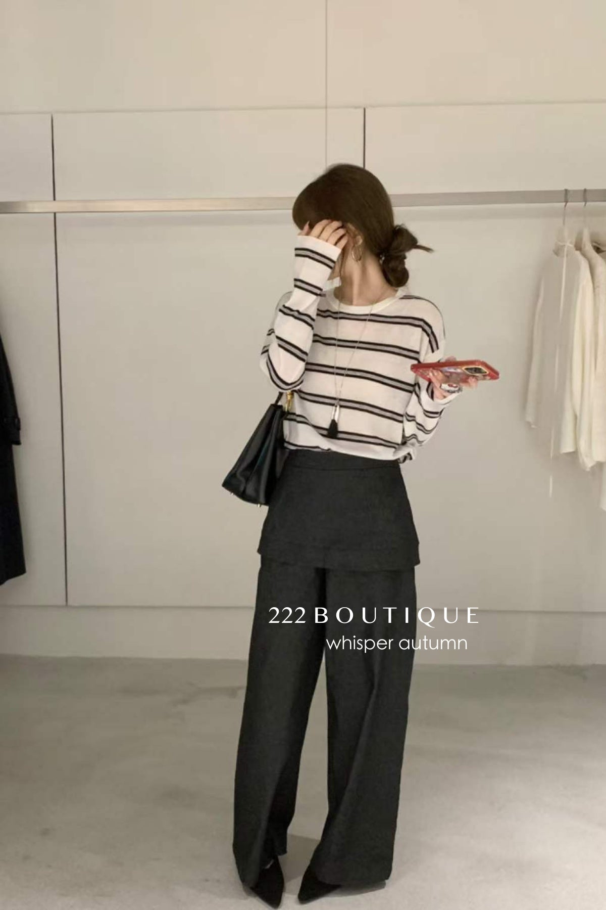 17q40 Layered denim pants with skirt overlay