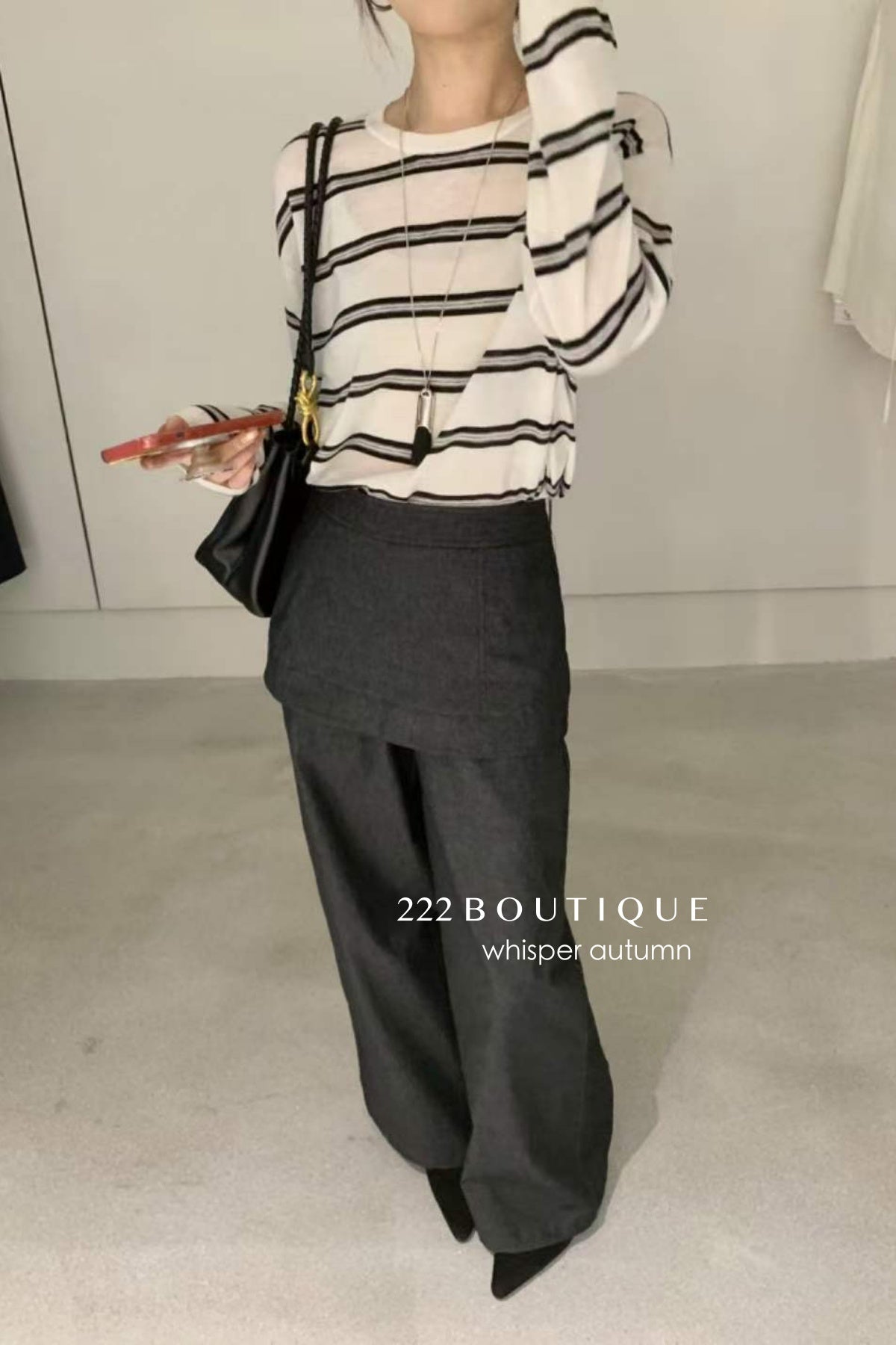 17q40 Layered denim pants with skirt overlay