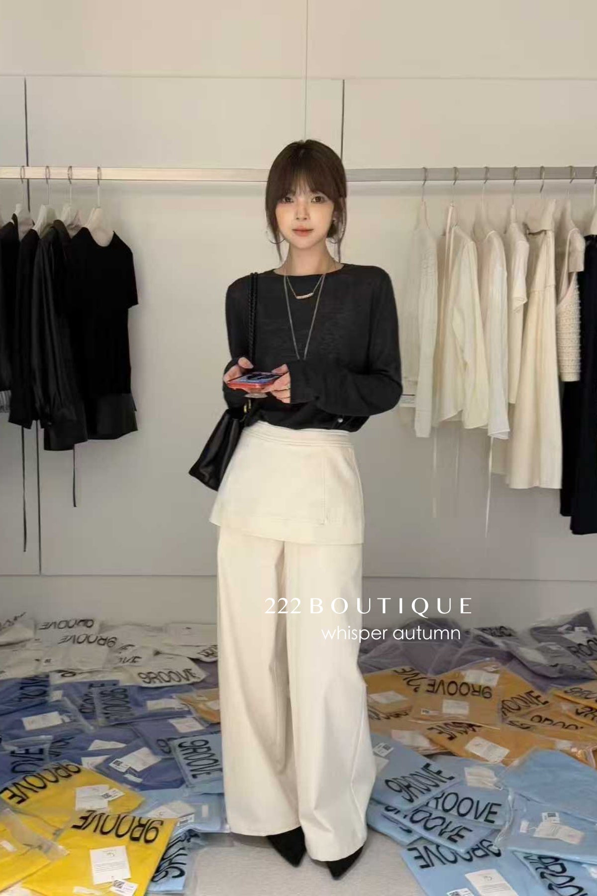 17q40 Layered denim pants with skirt overlay