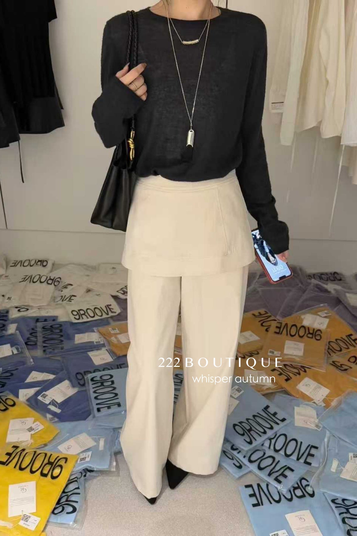 17q40 Layered denim pants with skirt overlay