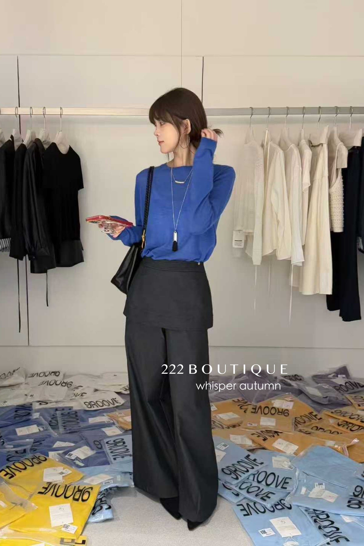 17q40 Layered denim pants with skirt overlay