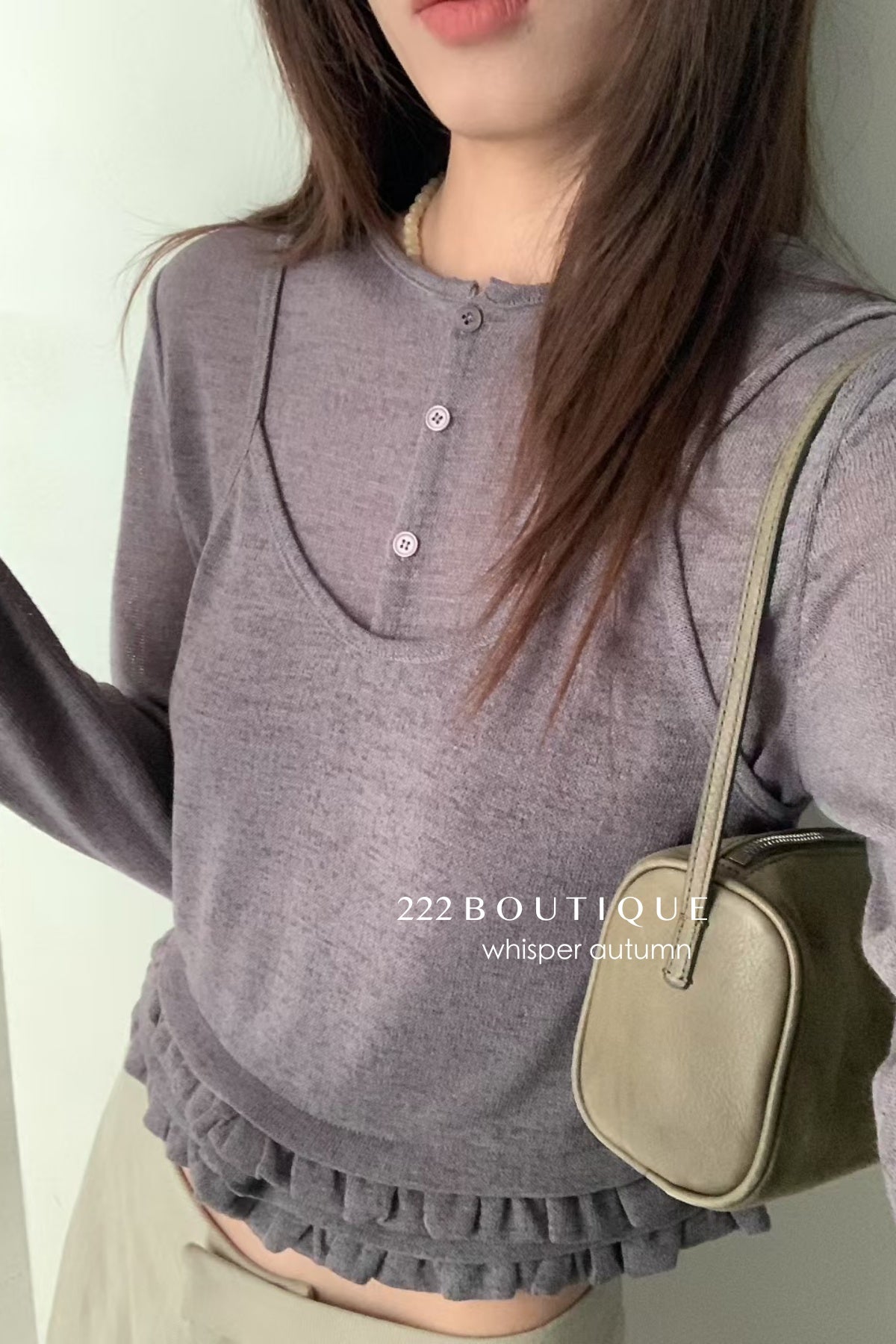 17a59 Layered cardigan set with cami