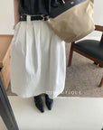 17v6 Pleated khaki wool-blend long skirt