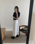 17v6 Pleated khaki wool-blend long skirt