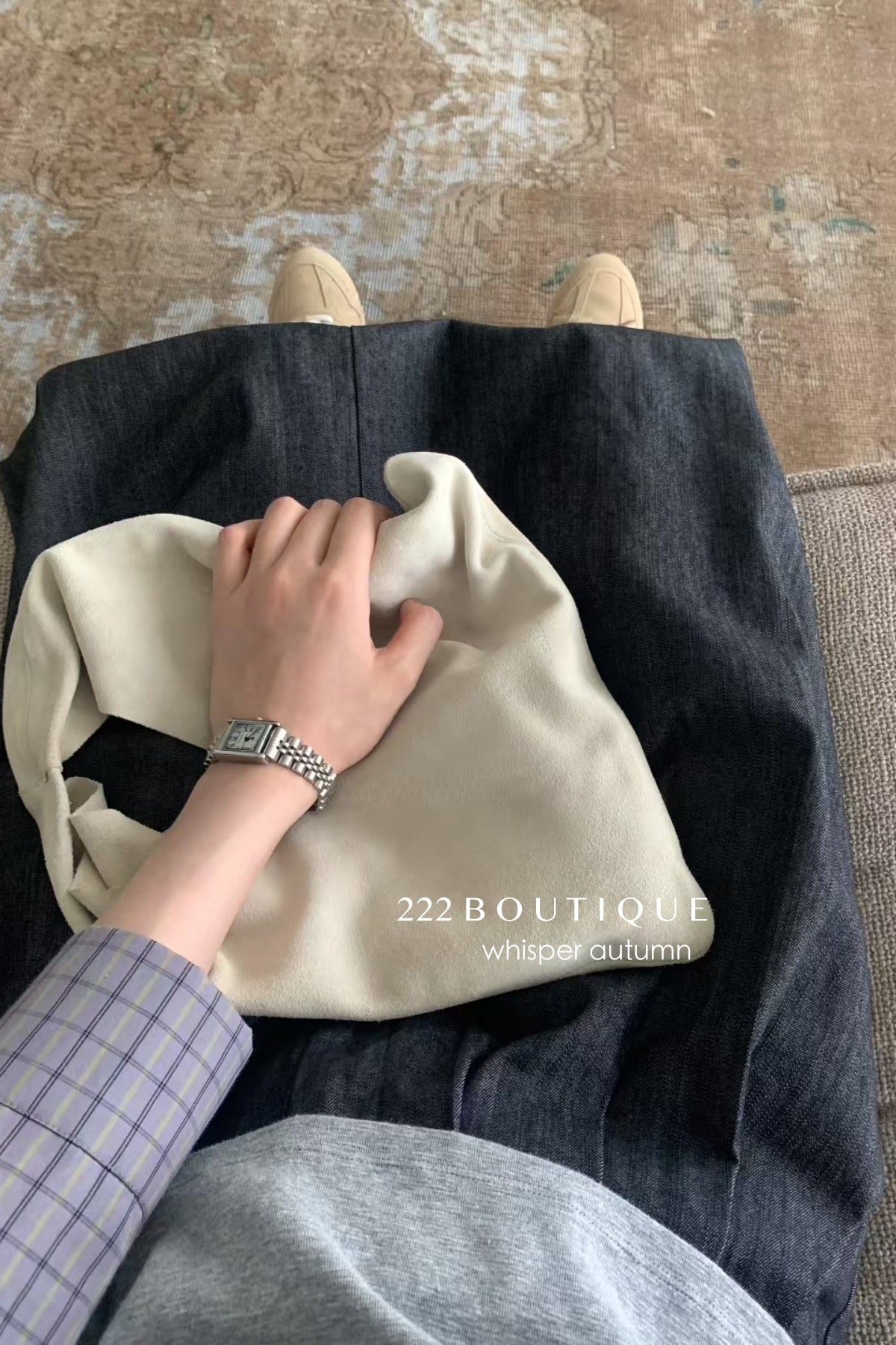 17v6 Pleated khaki wool-blend long skirt