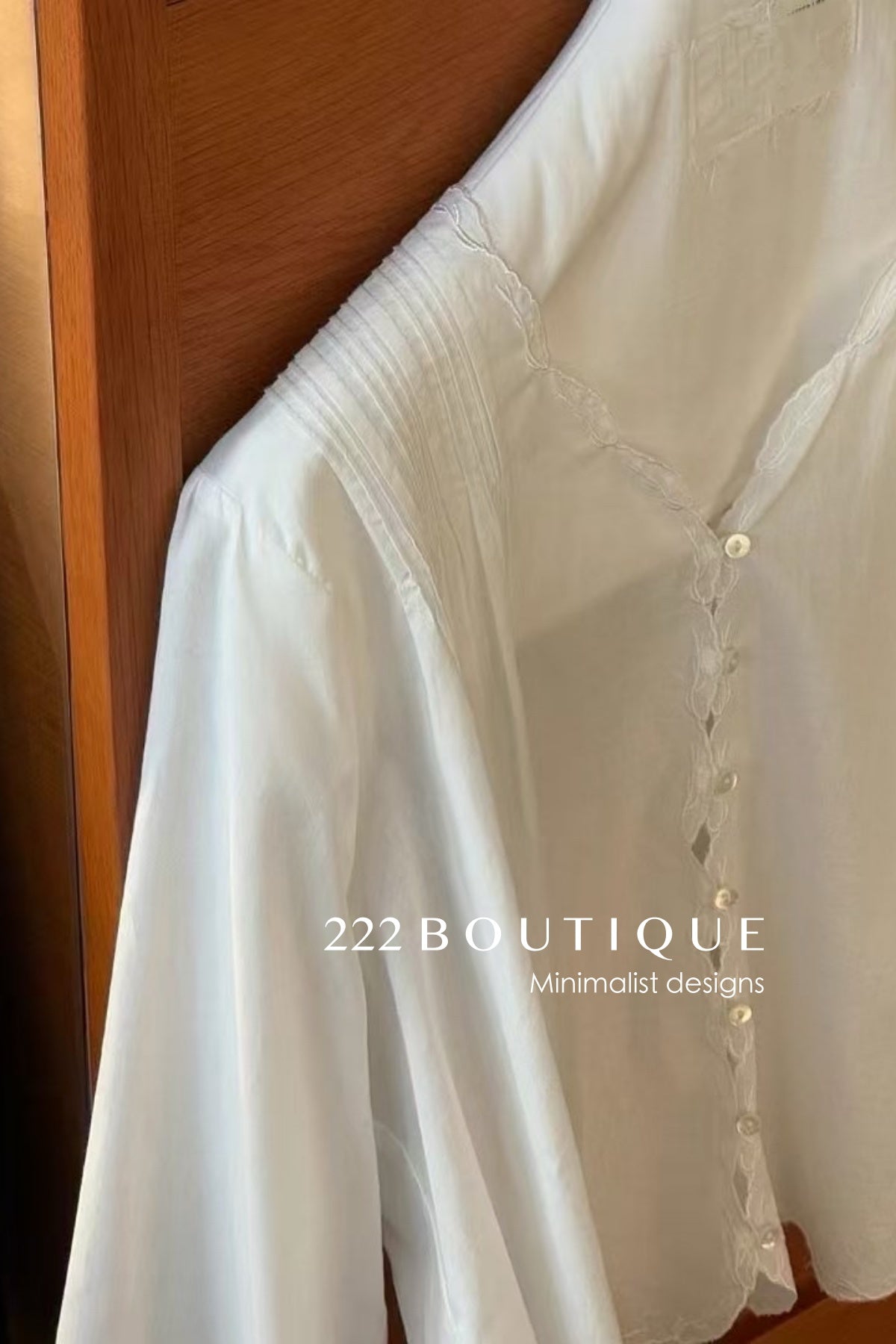 10A17 Lightweight V-neck Blouse with Lace Inserts