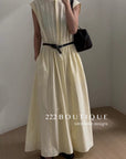 12v150 Sleeveless Gathered-Waist Dress – Modern Ease