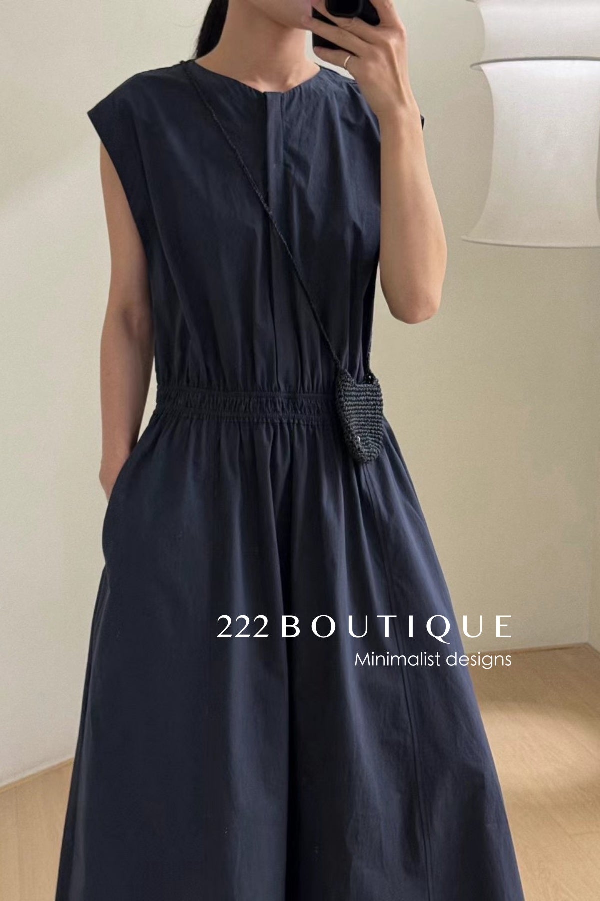 12v150 Sleeveless Gathered-Waist Dress – Modern Ease