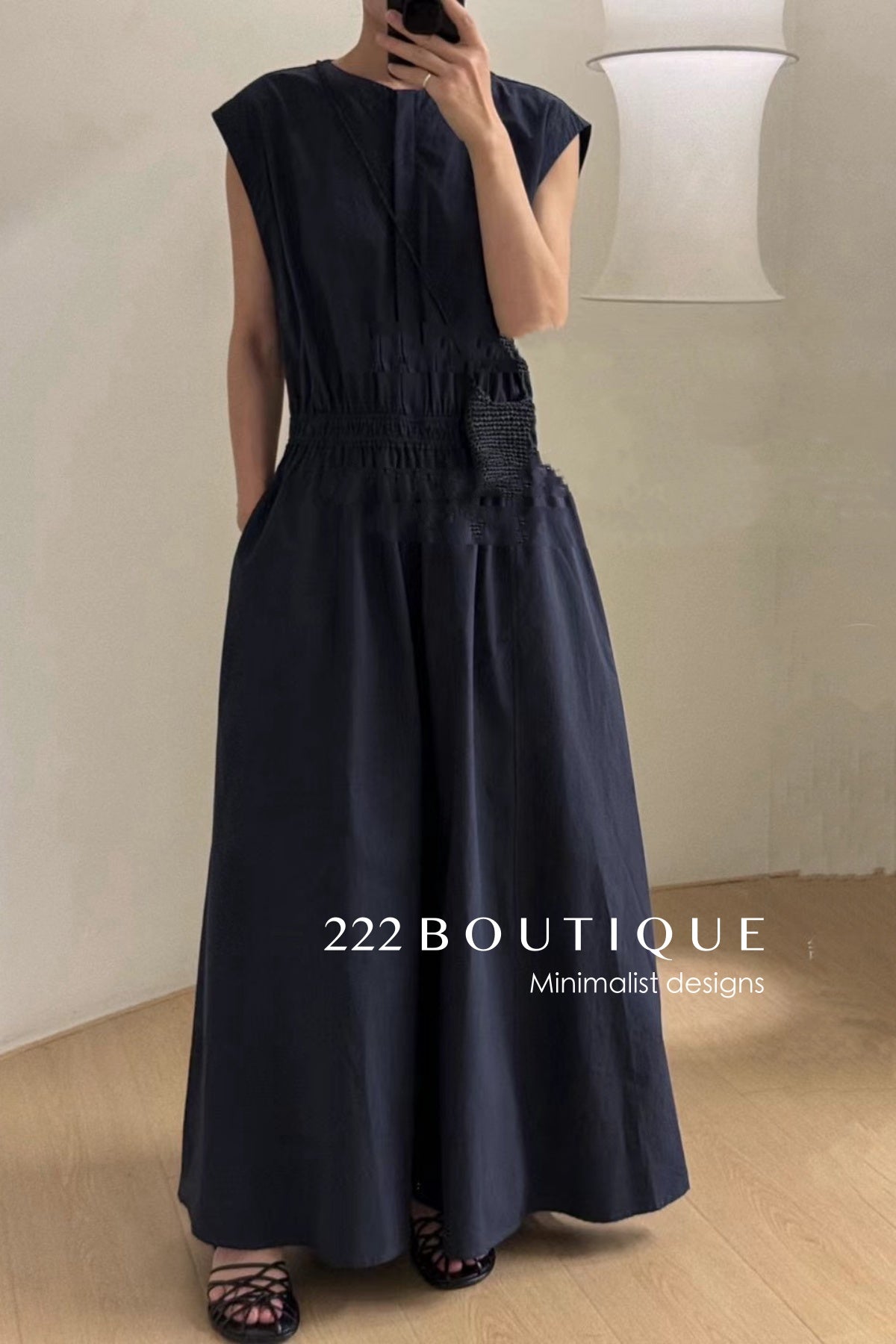 12v150 Sleeveless Gathered-Waist Dress – Modern Ease