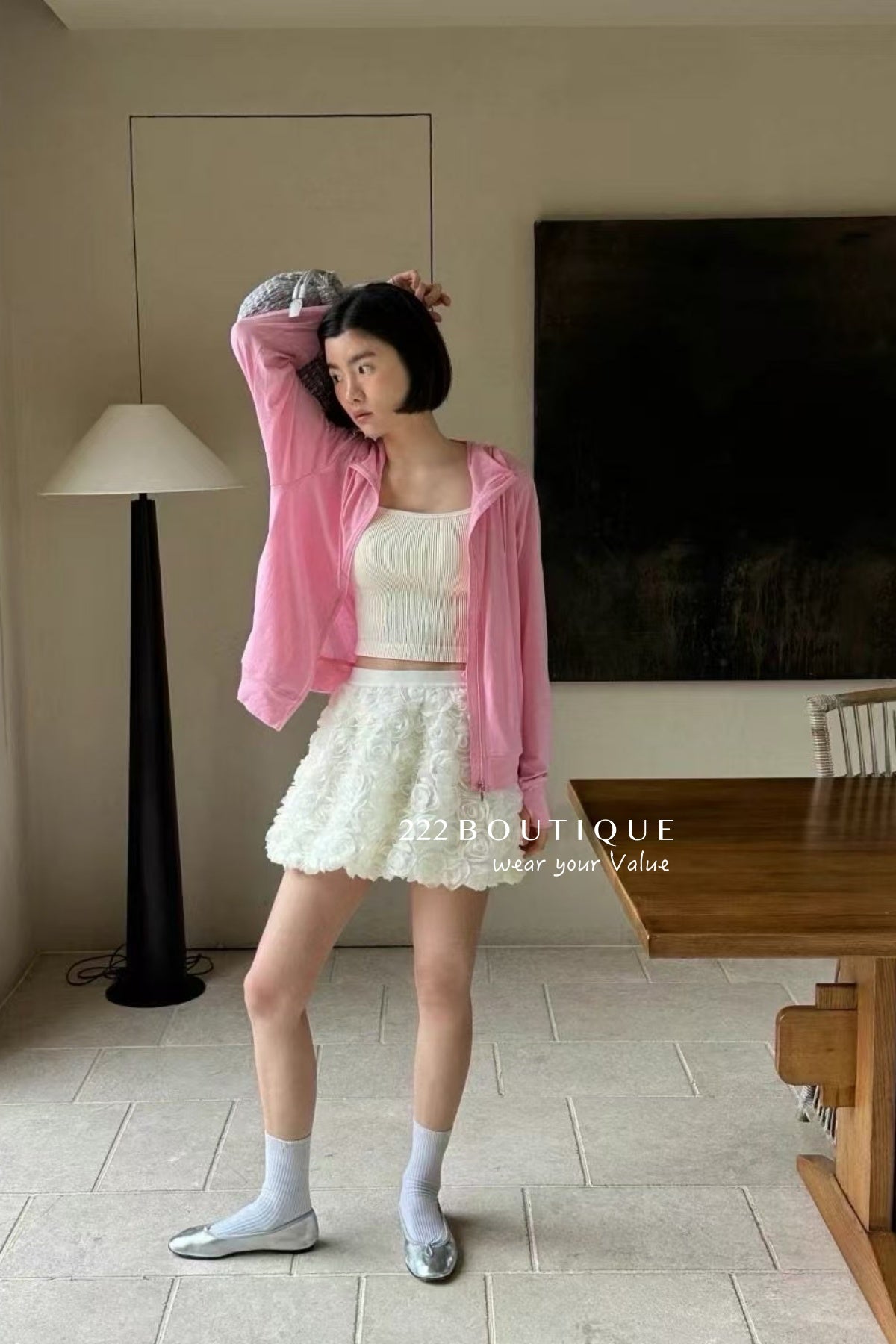 13V28 Floral ruched mini skirt
