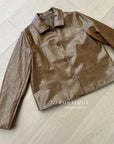 16a111 Basic leather jacket with notch collar