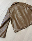 16a111 Basic leather jacket with notch collar