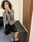 16a110 Tweed wool jacket with round neck
