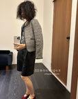 16a110 Tweed wool jacket with round neck