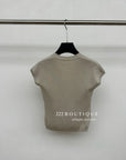 16a111 Short-sleeve V-neck cashmere top
