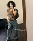 16a111 Short-sleeve V-neck cashmere top