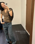 16a111 Short-sleeve V-neck cashmere top