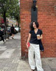 16a111 Short-sleeve V-neck cashmere top