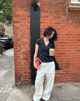16a111 Short-sleeve V-neck cashmere top