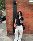 16a111 Short-sleeve V-neck cashmere top