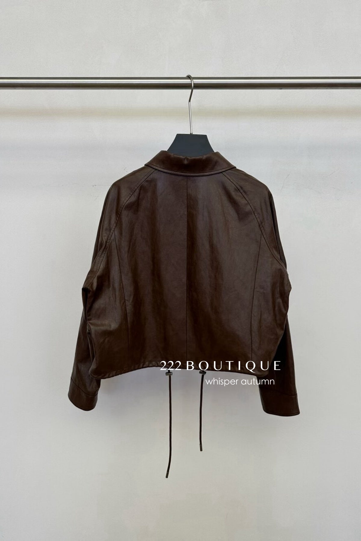 16a109 Basic leather jacket with notch collar