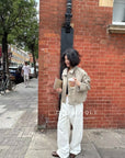 16a109 Basic leather jacket with notch collar