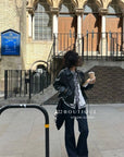 16a109 Basic leather jacket with notch collar