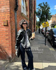 16a109 Basic leather jacket with notch collar