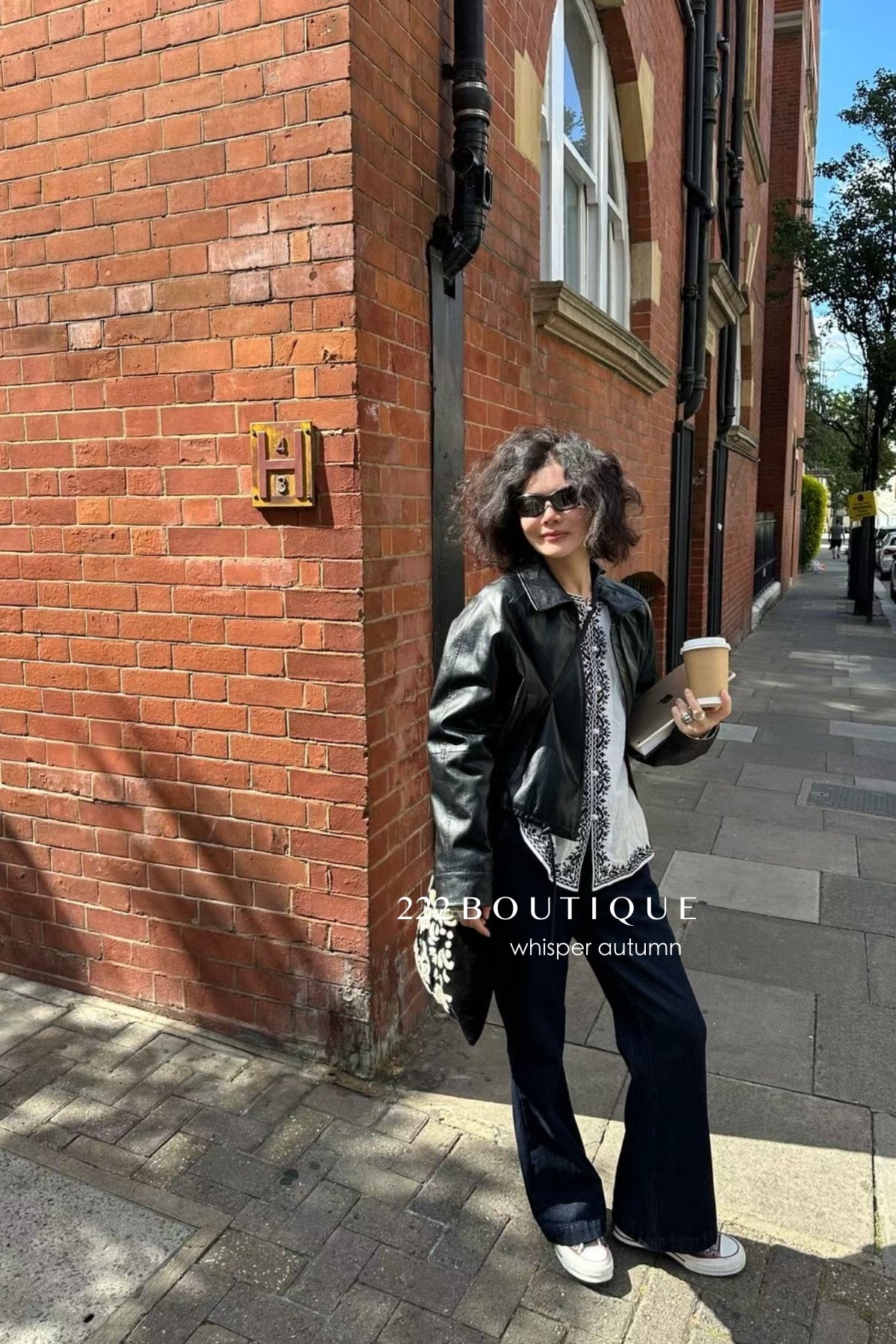 16a109 Basic leather jacket with notch collar