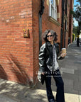 16a109 Basic leather jacket with notch collar