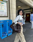 16q26 Korean khaki straight-leg trousers