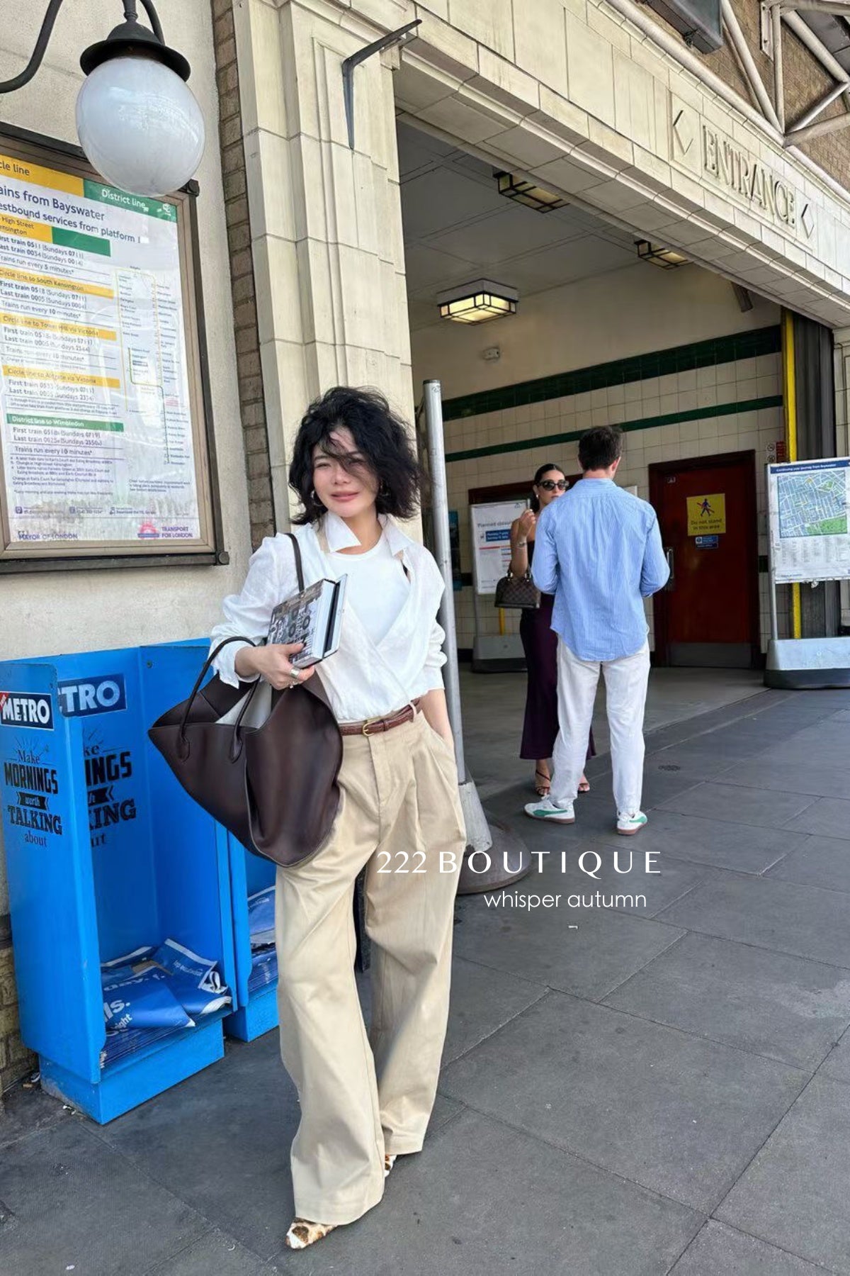 16q26 Korean khaki straight-leg trousers
