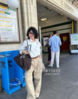 16q26 Korean khaki straight-leg trousers