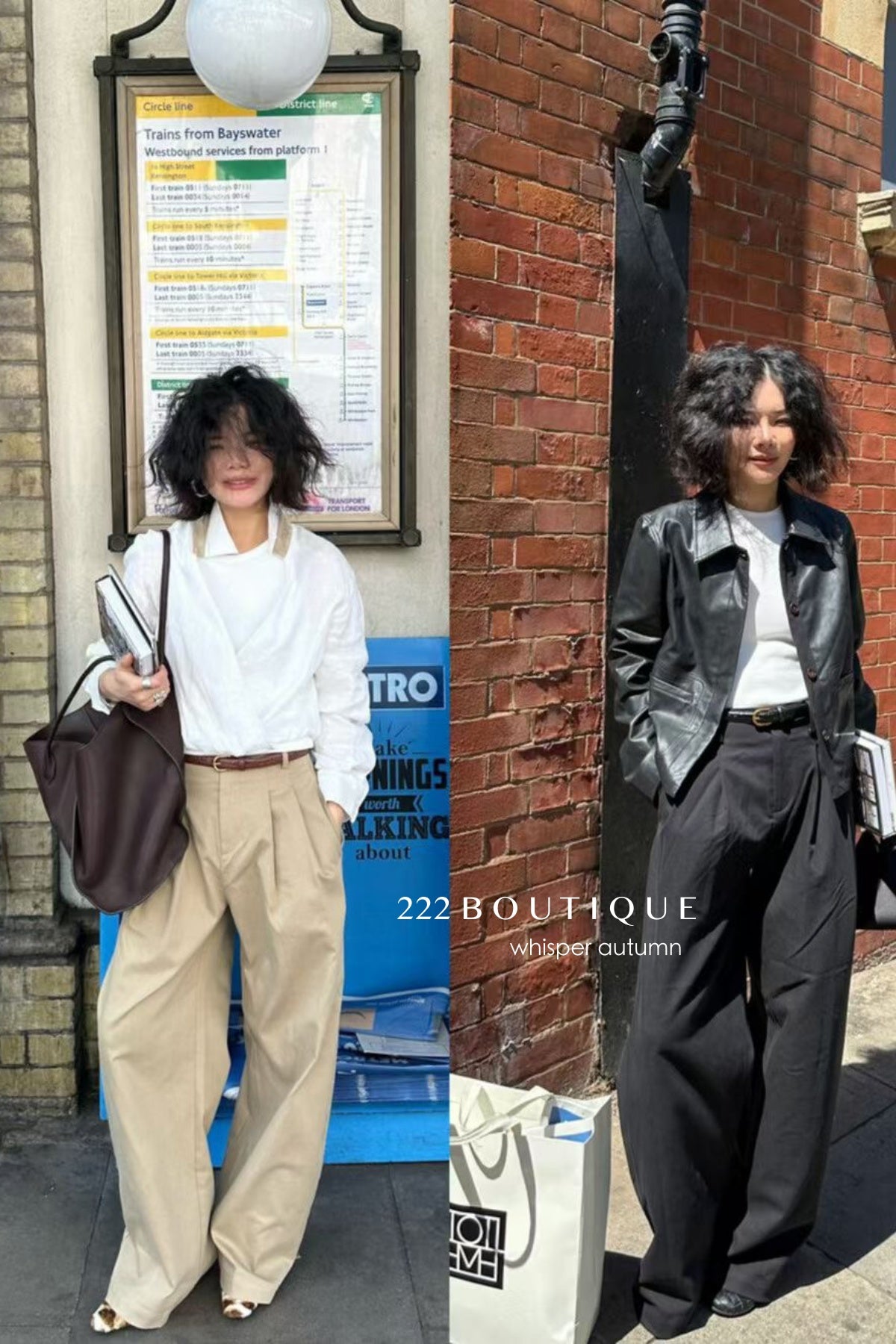 16q26 Korean khaki straight-leg trousers