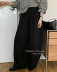 17q3 Korean wool-blend wide-leg trousers with elastic waist