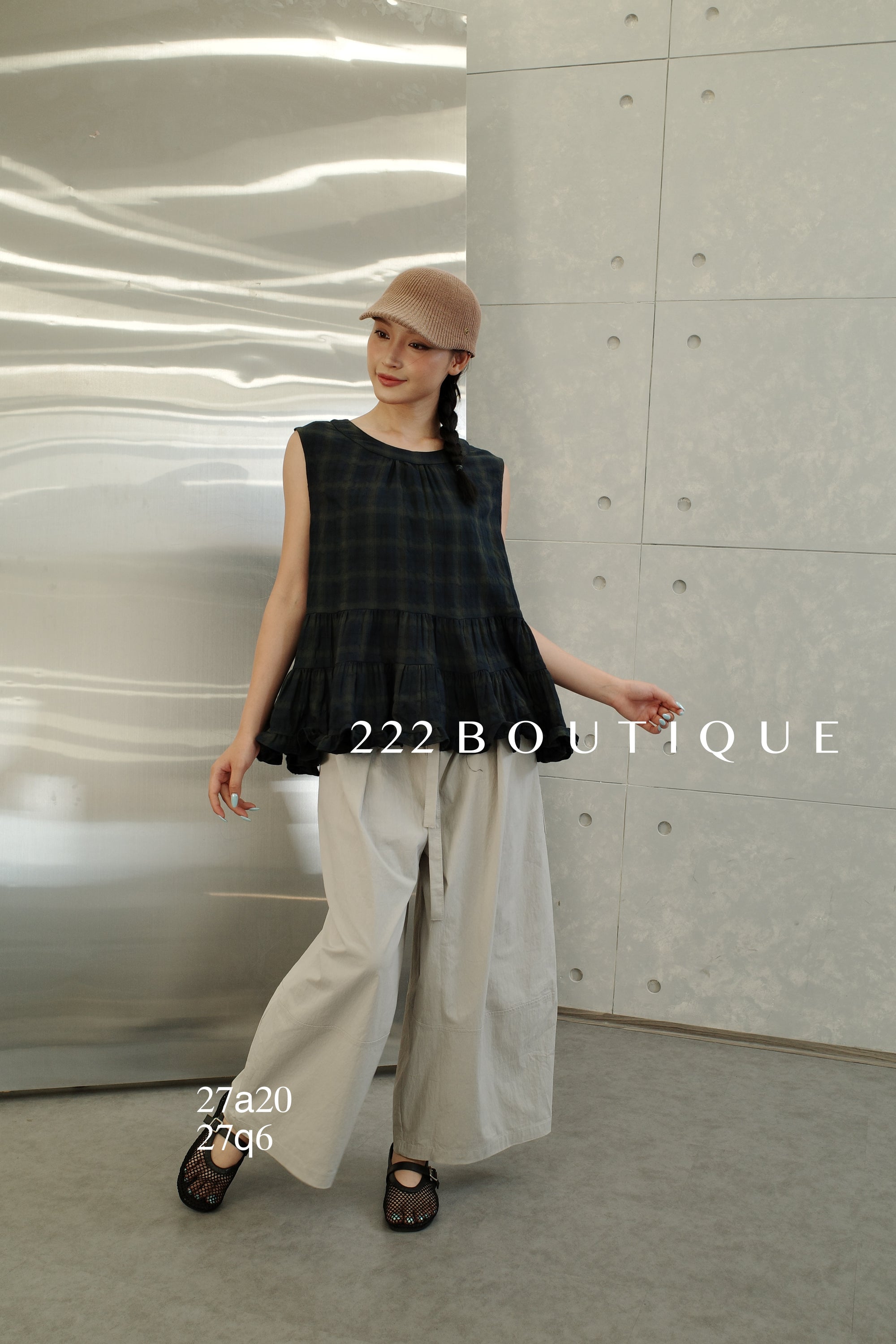27A20 - CHECK PEPLUM TOP