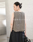 27a10-  GINGHAM SLEEVELESS TOP