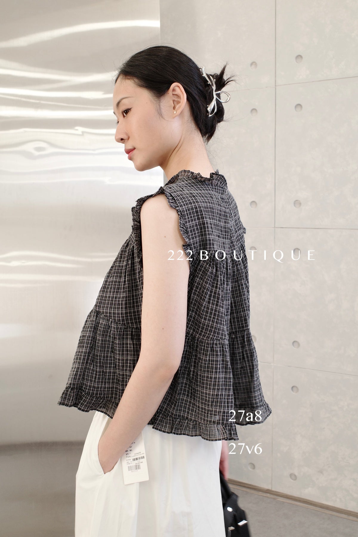 27a8 - PLAID RUFFLE TOP