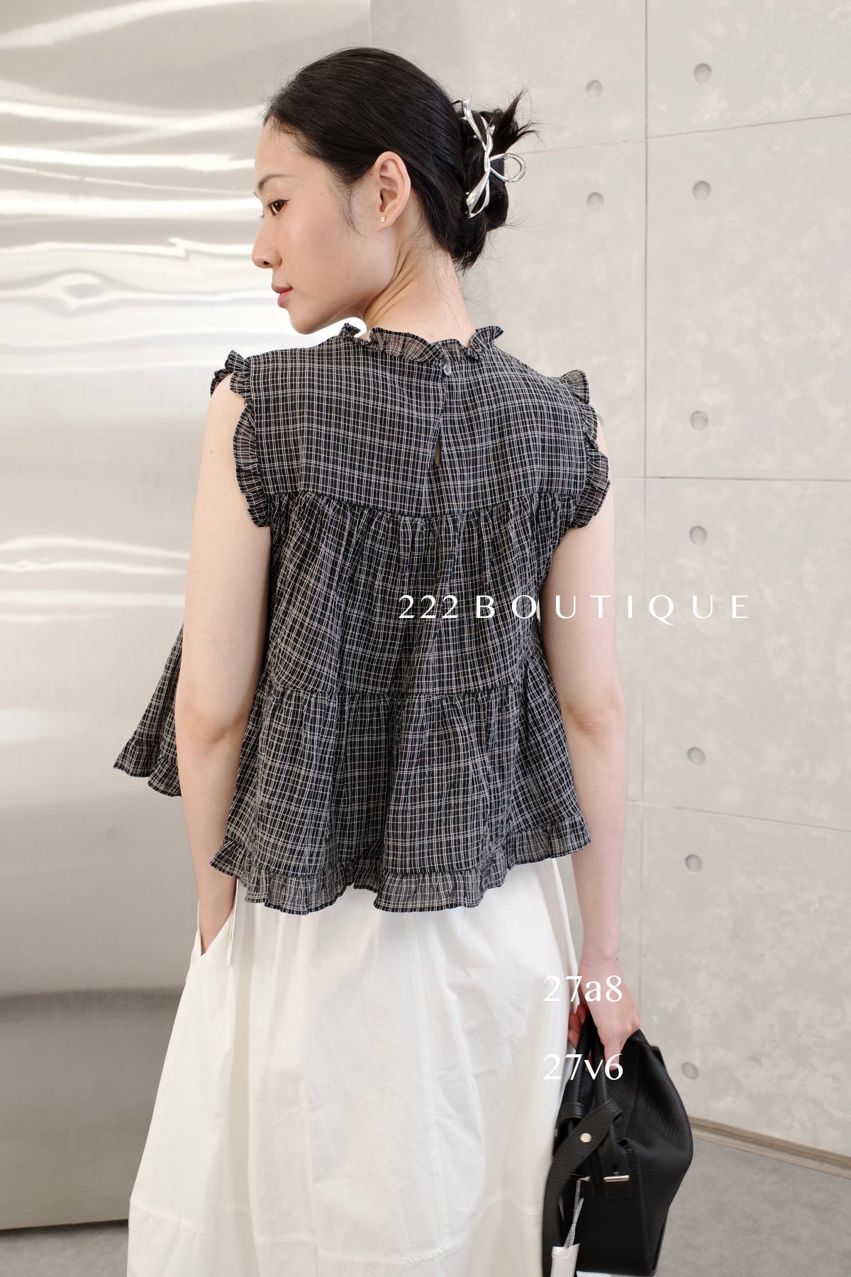 27a8 - PLAID RUFFLE TOP