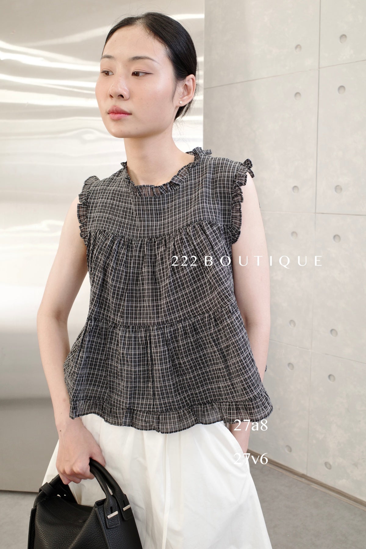 27a8 - PLAID RUFFLE TOP