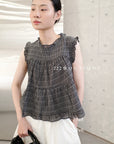 27a8 - PLAID RUFFLE TOP
